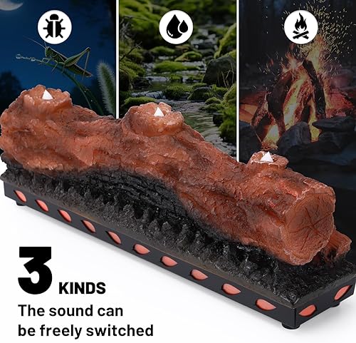 Miniatura 2 de Troncos de chimenea eléctrica con efecto de llama realista con vela LED de luz de llama alimentada por USB, 16 pulgadas, chimenea eléctrica, tronco,