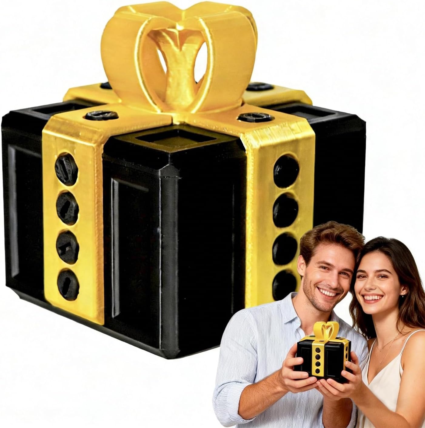 3D Printed Gotcha Box Prank, Surprise Gift Box with Nested Screw Mechanism, Funny Gift Boxes Prank for Money, Christmas Stocking Stuffer, White Elephant Gag Present for Father's Day, Mother's Day, Office & Birthdays