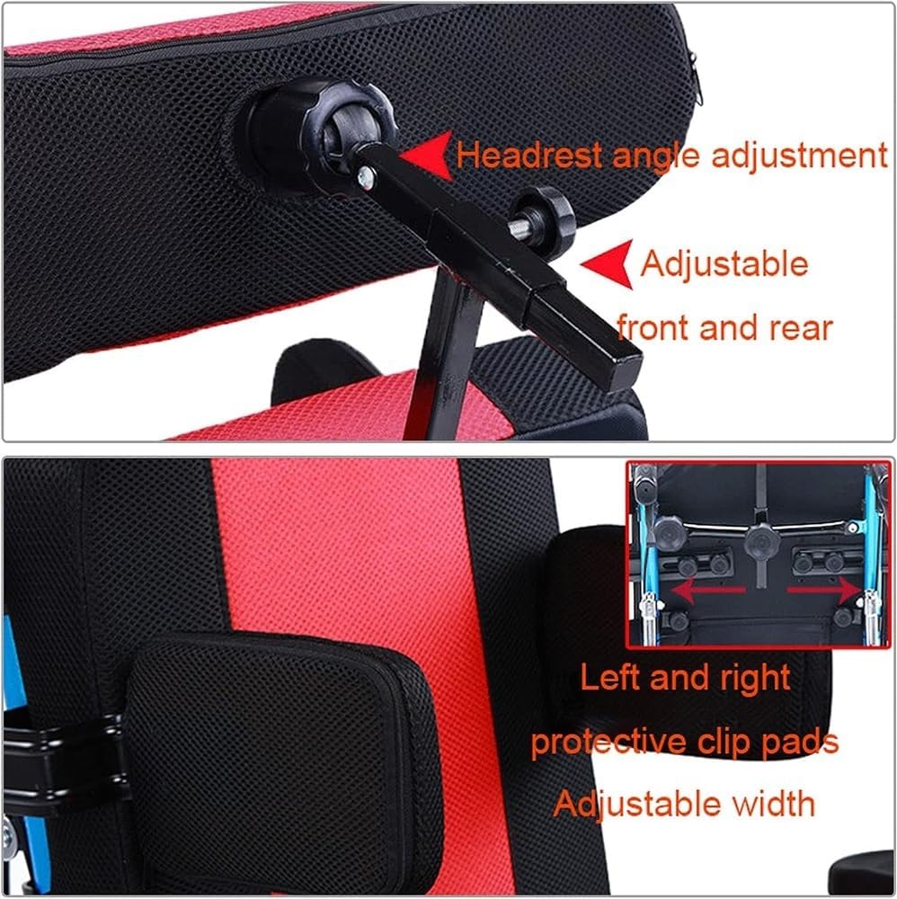 Silla de ruedas manual plegable, diseño reclinable ultraligero ajustable con respaldo alto con rueda trasera antivuelco para el cuidado de accidentes cerebrovasculares y hemiplejia