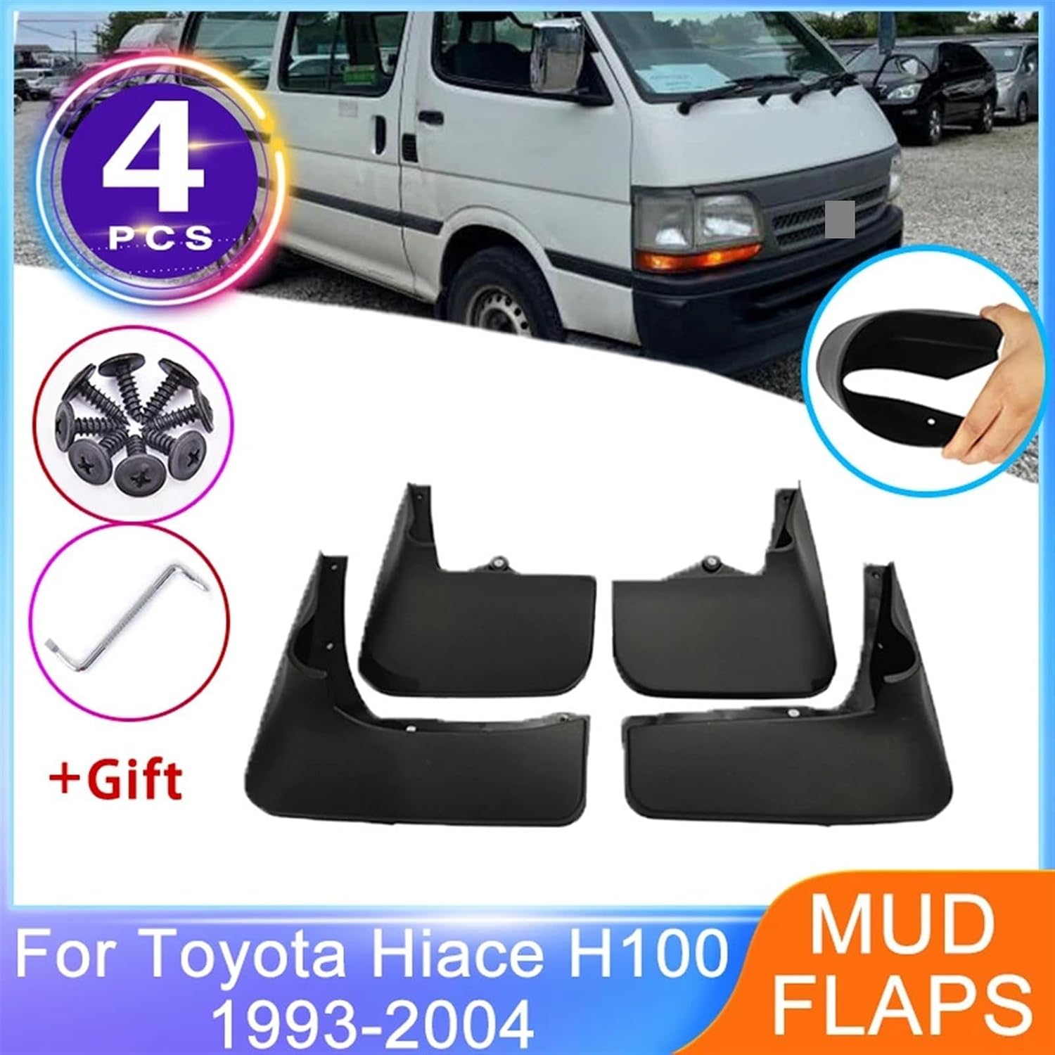 4x For toyotas Hiace H100 1993~2004 Car Front Rear Mudguards Mudflaps Cover fenders Splash Guards Wheel Protector Auto Accessories