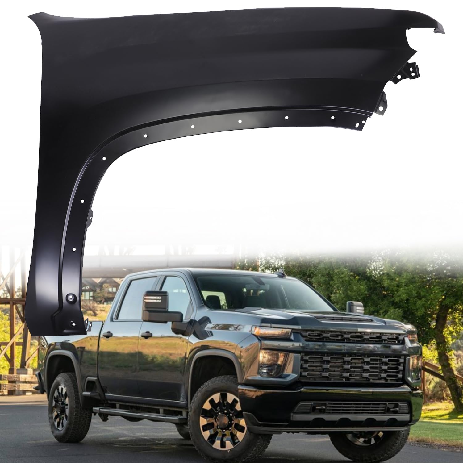 Front Fender Compatible With 2020-2023 Chevrolet Silverado HD 2500/3500 Right Passenger Side Primed Steel Replace OEM 84581167 GM1241424