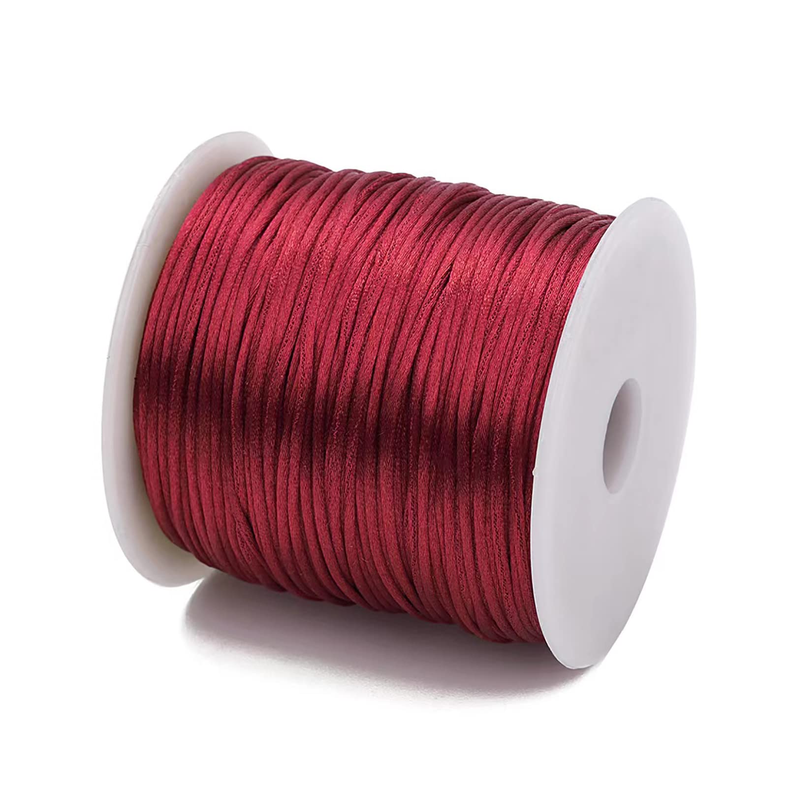 Cordón de seda de 1,5 mm en rojo vino, hilo de nailon satinado elegante para joyería artesanal