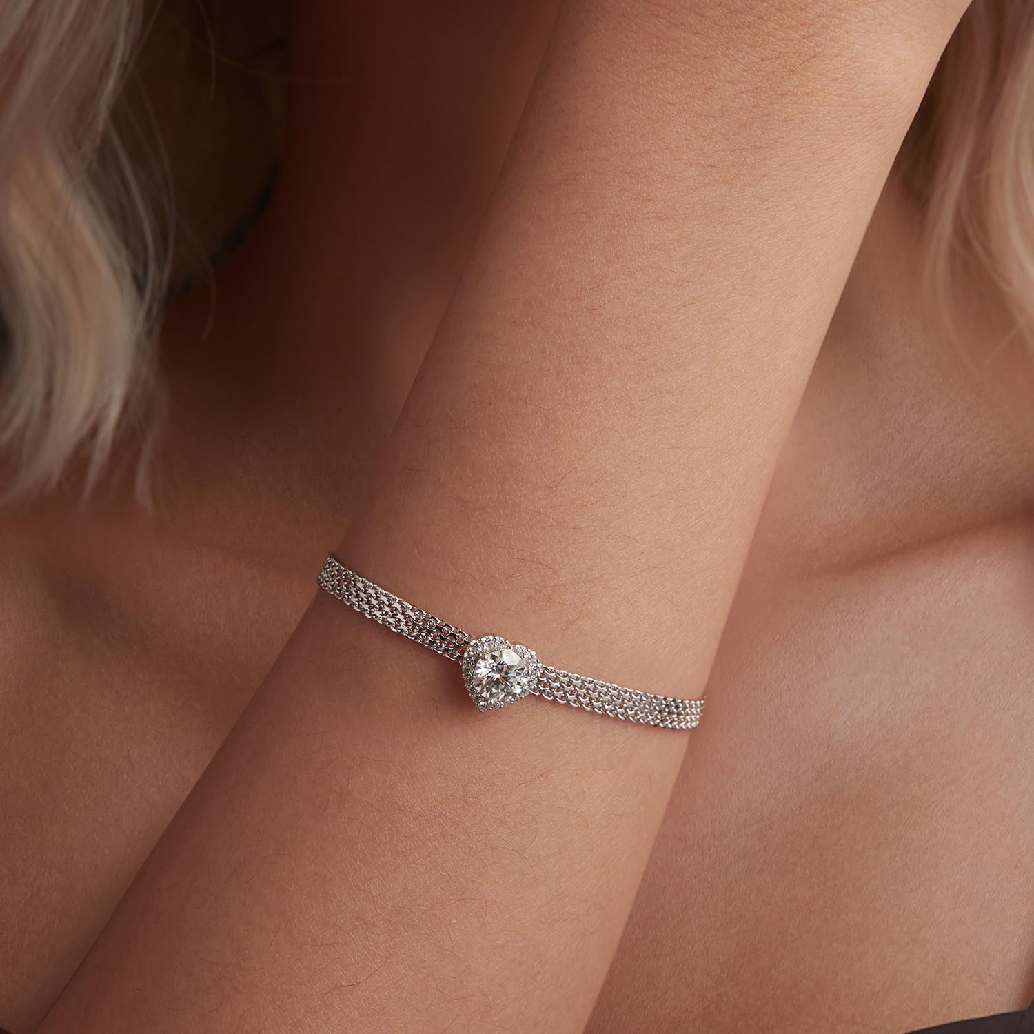 Silver Bracelets for Women - 1Ct Moissanite Heart Bracelet - 925 Sterling Silver Adjustable Jewelry with Gift Box - Thoughtful Jewelry for Her