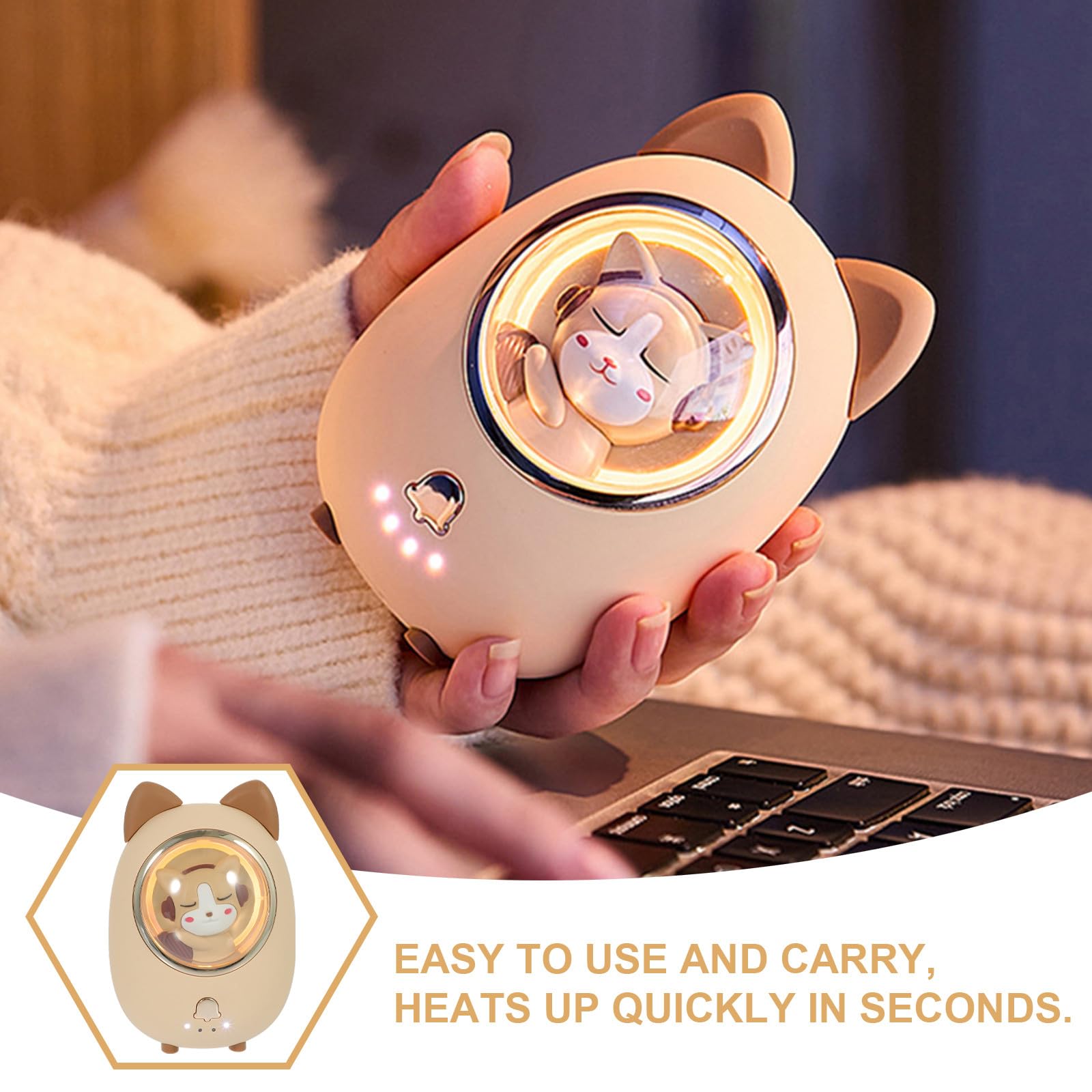 KOMBIUDA Scaldamani Ricaricabile Usb Mini Scaldamani Portatile Forma Di Cartone Animato Riutilizzabili Batteria Interna Di Grande Capacità