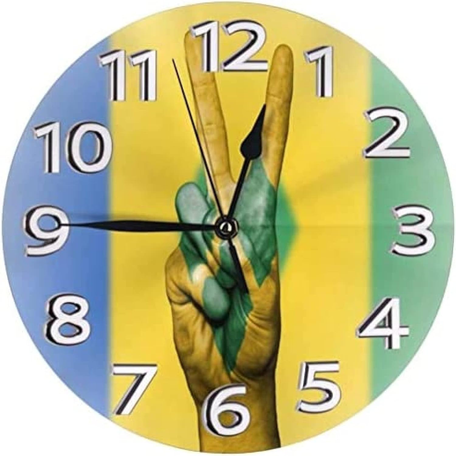 Reloj de Pared Vincent Flag Victory Gesture Reloj de PVC Círculo Decorativo Reloj de Pared