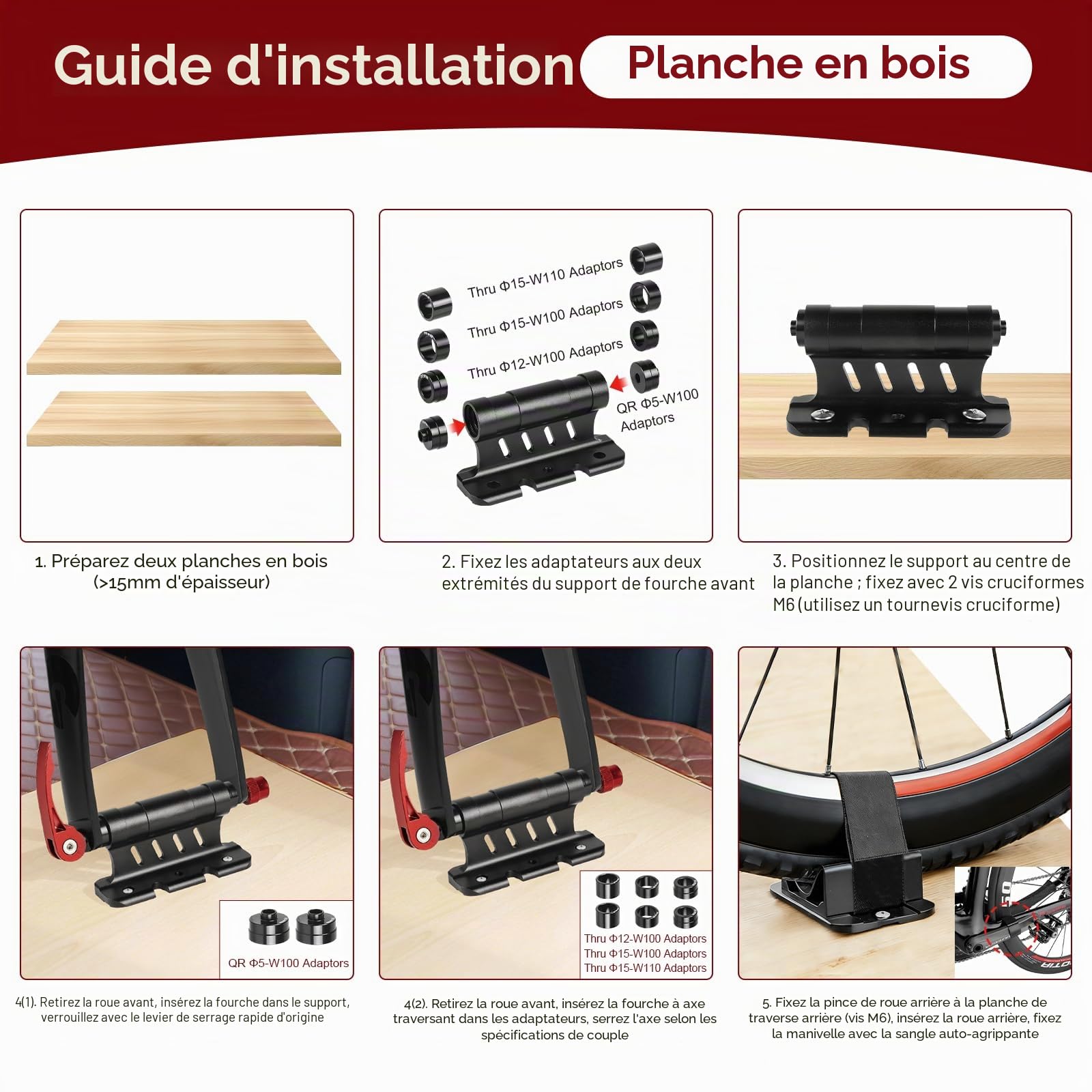 Support de Fourche de vélo en Alliage d'aluminium – Porte-vélo pour Voiture – Fixation Rapide
