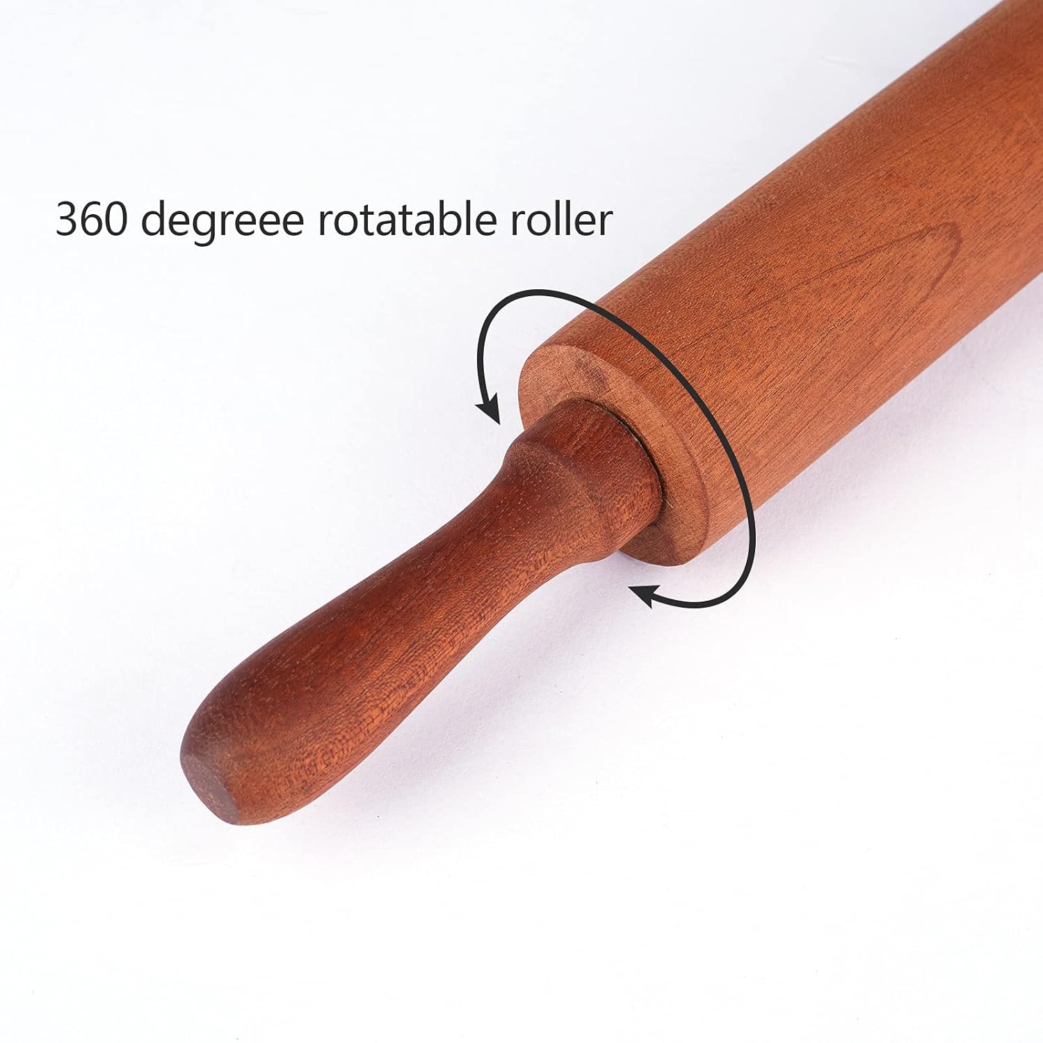 French Wooden Rolling Pin Non Stick Surface Essential Kitchen Tool,for Gift Baking Pizza Pasta Cookies (Rotating section)