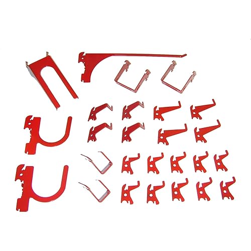 Wall Control KT-200-DLX R Slotted Storage Panel Deluxe Hook Kit, Red