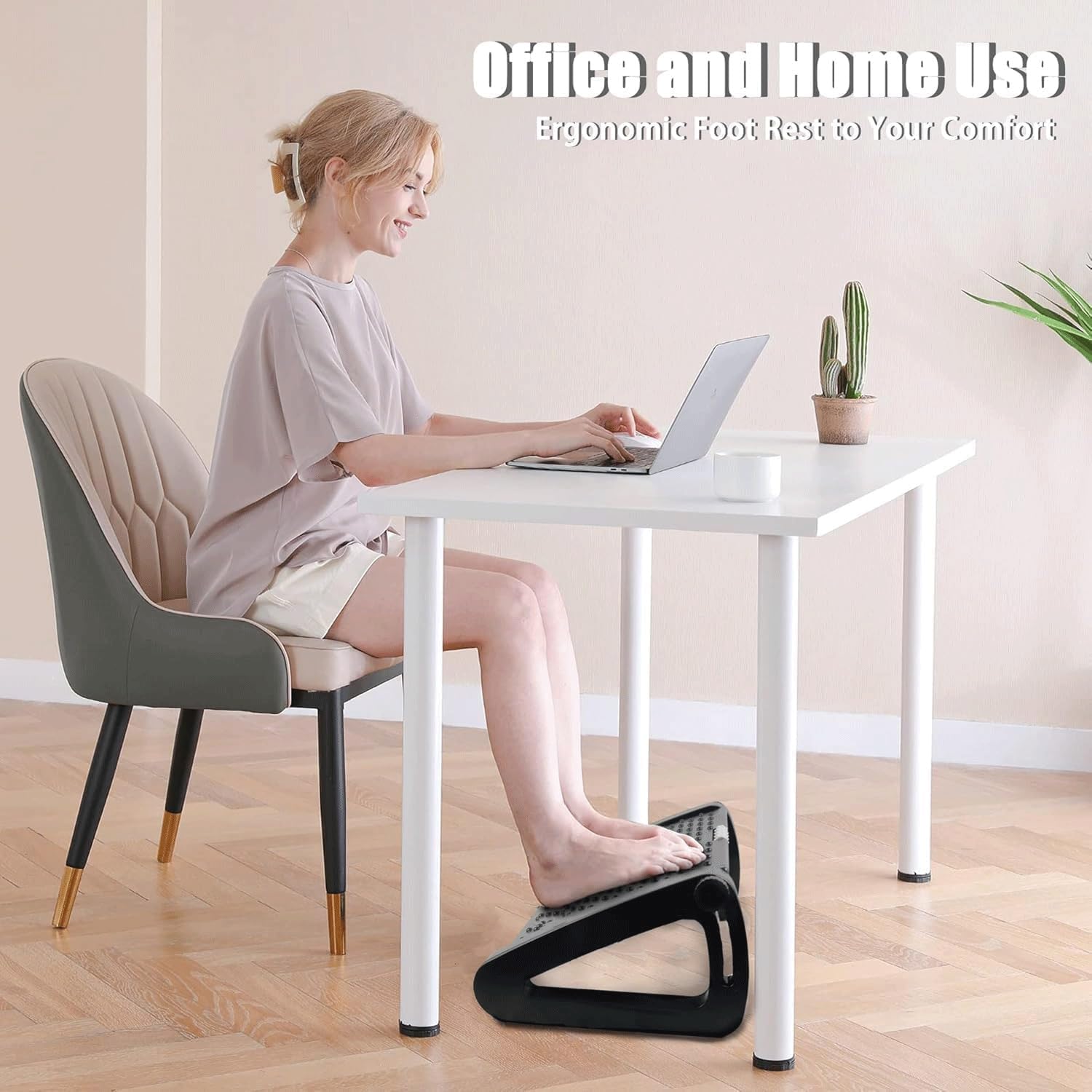 Reposapiés Ergonómico para Debajo del Escritorio, Regulable En Altura, con Función De Masaje con Rodillos para Favorecer La Circulación | Apto para El Hogar Y La Oficina(2PCS)