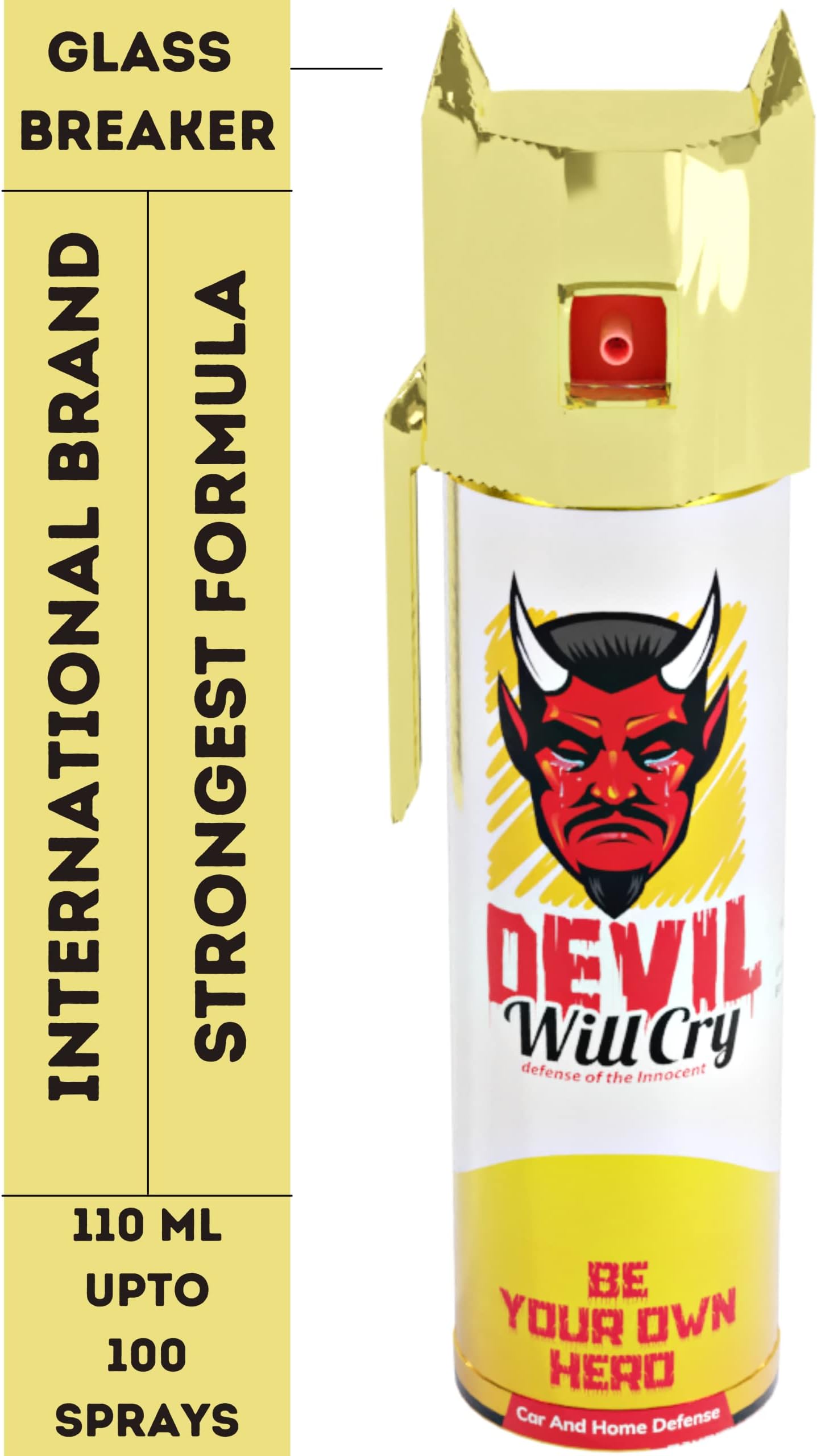 Pepper Spray for Car and Home Extra Strong for Men, Women Big 110 ml Pepper Stream Spray by Devil WIll CRy Brand (Pack of 1)