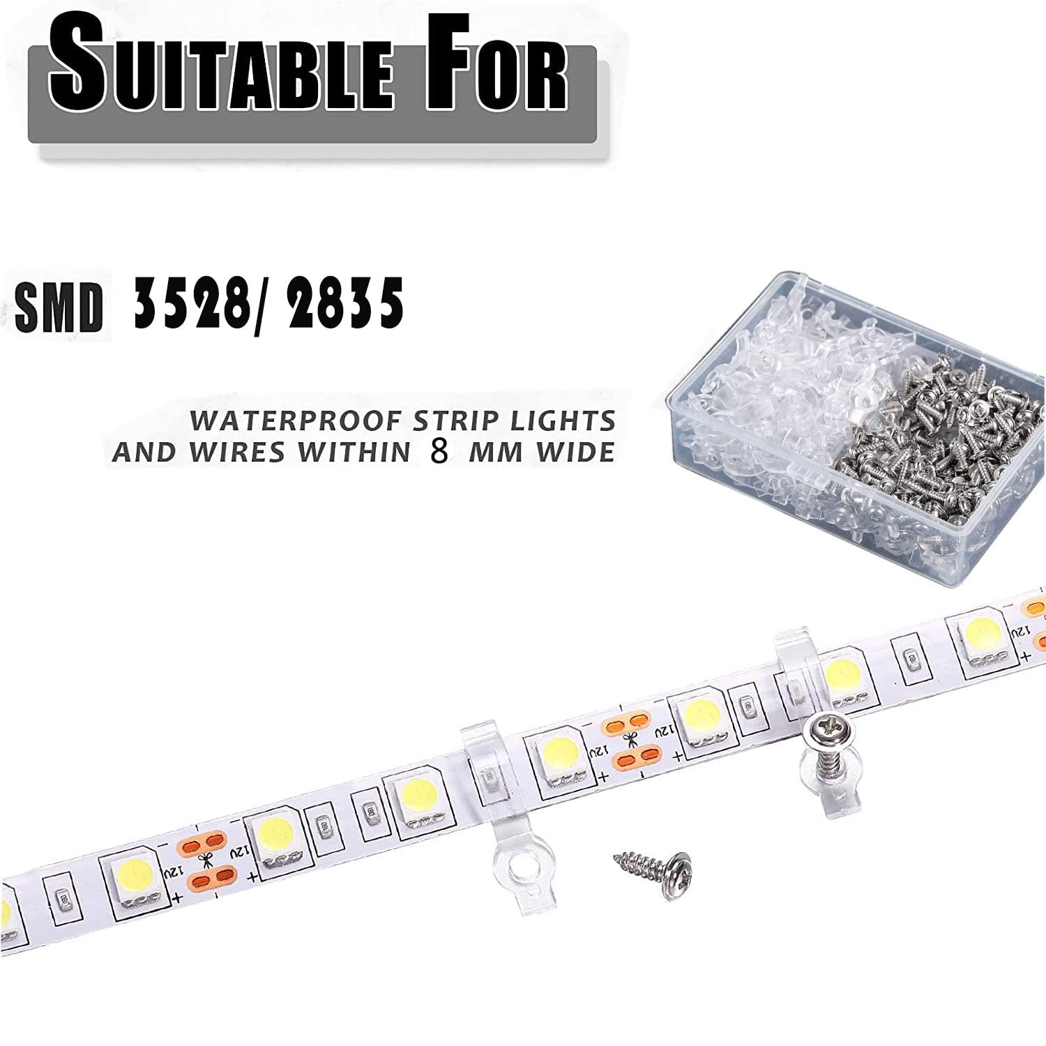 Clip De Bandes LED, Connecteur 8/10/12mm Clip De Support En Silicone Pour La Fixation 3528 5050 1210 RGB LED Strip Light 100 Pcs Fixation étanche Pour Les événements De Fête à La