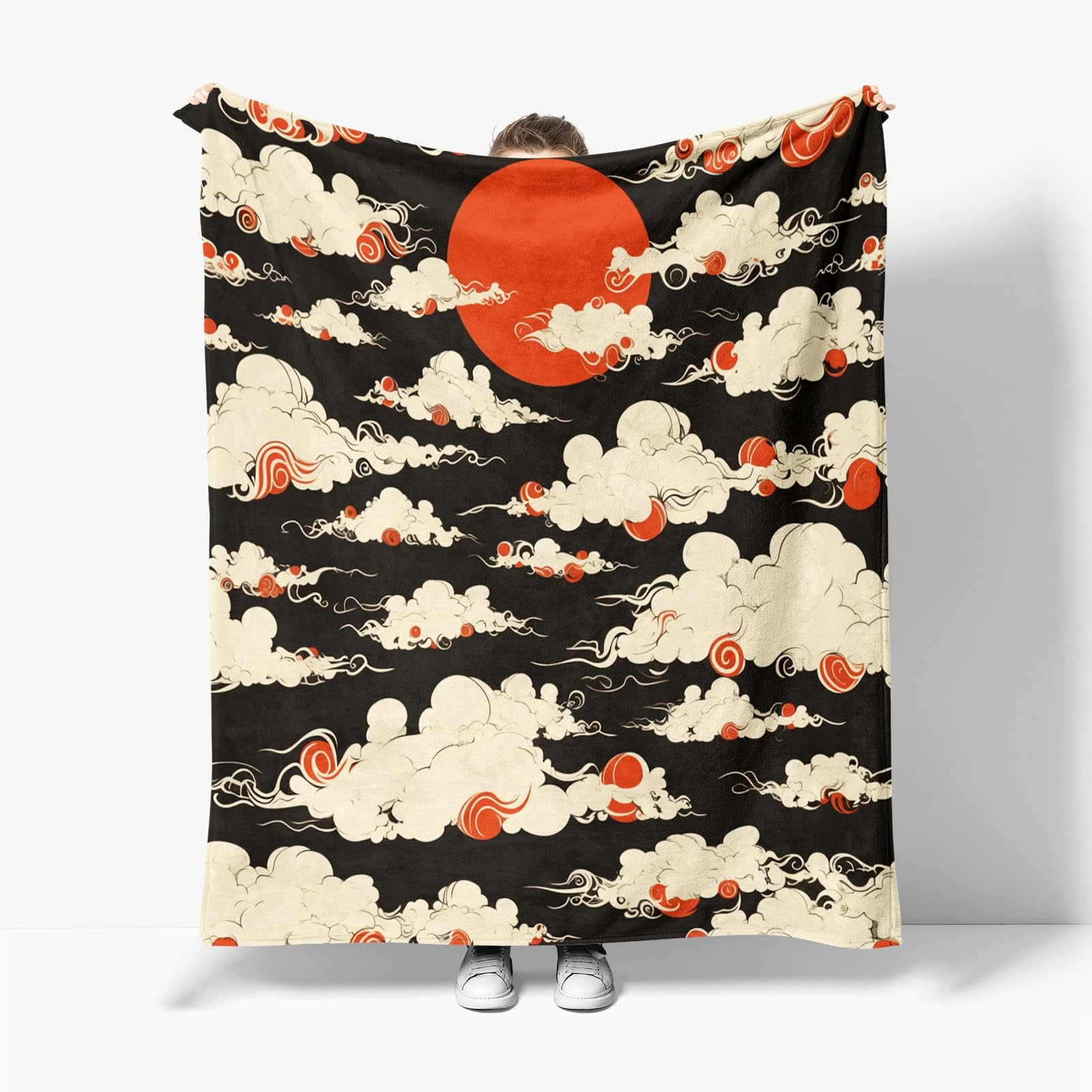 Couverture Polaire 150x200 cm Nuages ​​​​De Soleil Plaid Couverture Sherpa en Microfibre Douce, Couverture en Flanelle Chaude Et Confortable, 3D Jeté de Canapé