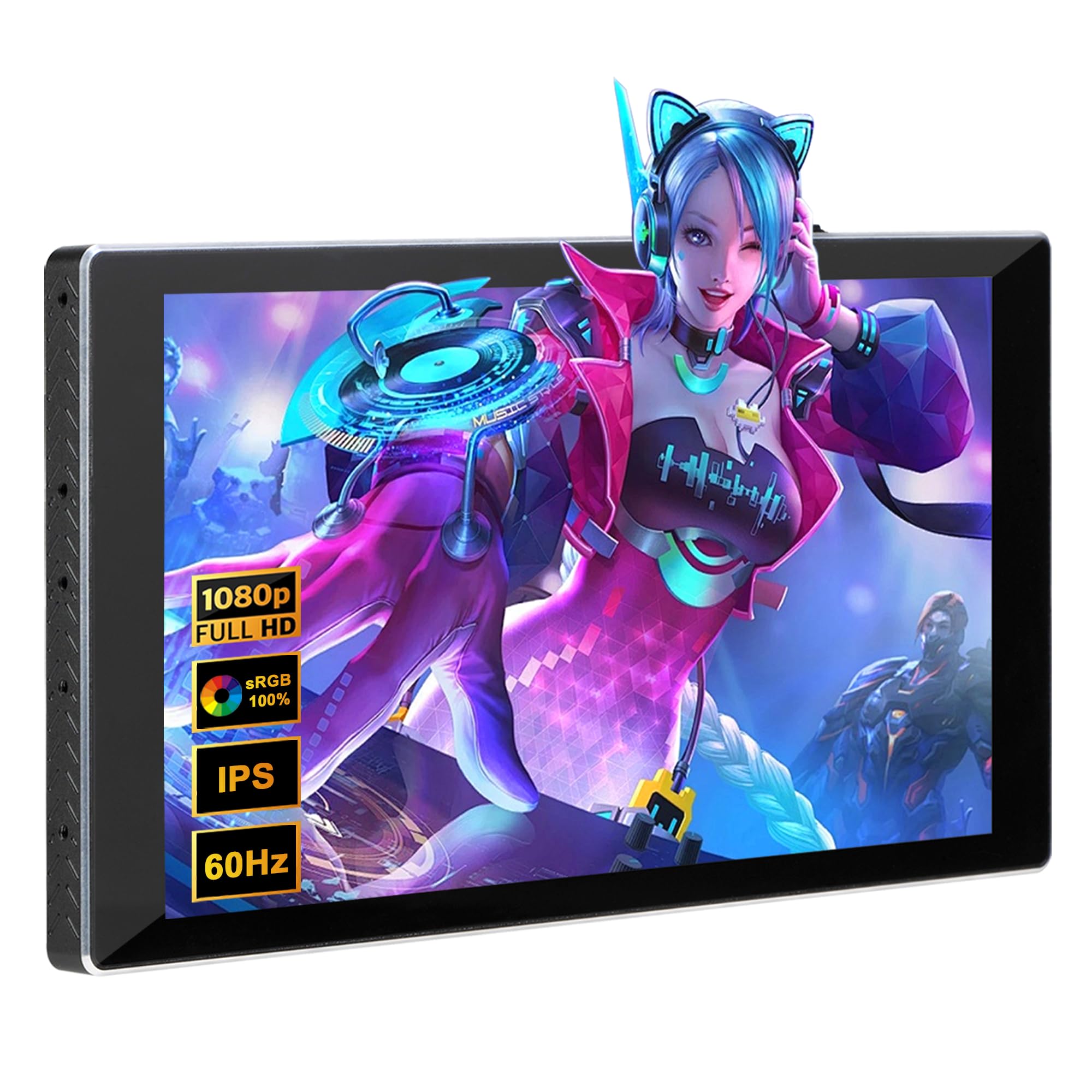 7インチ ポータブルモニター タッチスクリーン、ミニモニターIPS 1080P(1920×1080)60Hz、LCDディスプレイ セカンドスクリーン 小型USB C・HDMIモニター、ゲーミング用スイッチ/PS5/Xbox/ラップトップ/PC向け 超薄型・軽量 (60Hz)