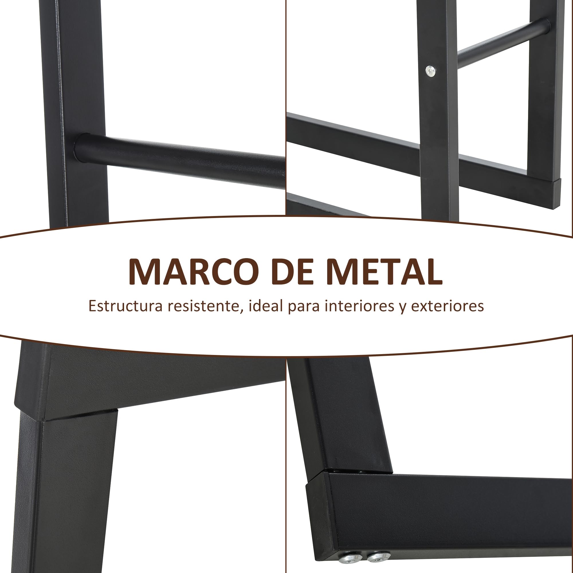 HOMCOM Soporte para Leña Estante de Leña Metálico Leñero de Exterior de Metal para Interior y Exterior Carga 100 kg 40x25x100 cm Negro