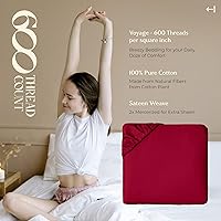 Vista 68 de MAYFAIR LINEN Twin XL Fitted Sheet Only - 100% Egyptian Cotton 600 Thread Count 16" Deep Pocket Fitted Sheet Twin XL, Cooling Sateen Elastic Bottom