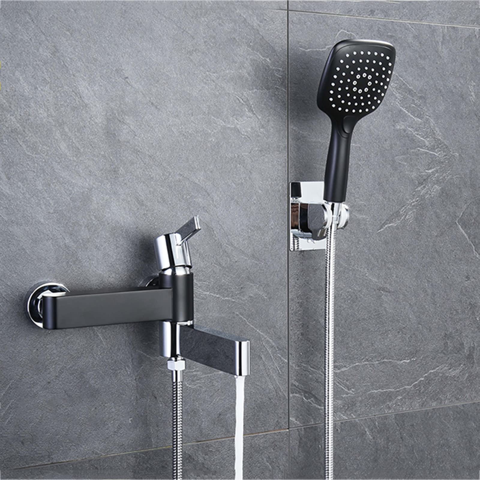 Mitigeur de baignoire mural eau chaude froide avec bec rabattable chrome - 8