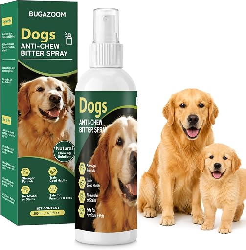 Bitter Dog No Chew Spray, Dog Deterrent Spray for Furniture & Carpet, Puppy Corrector & Training Spray for Dogs & Puppies, Safe & Natural, Prevent Peeing, Biting, Chewing & Licking Injuries, 200ml