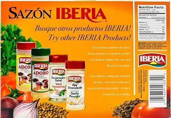 Sazon Iberia Jumbo Pack with Coriander and Achiote 6.34 Oz 36 Packs