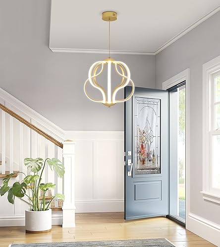 Miniatura 5 de Q&S Moderno candelabro LED, luces colgantes doradas para comedor, vestíbulo, entrada, cocina, sala de estar, 8 luces