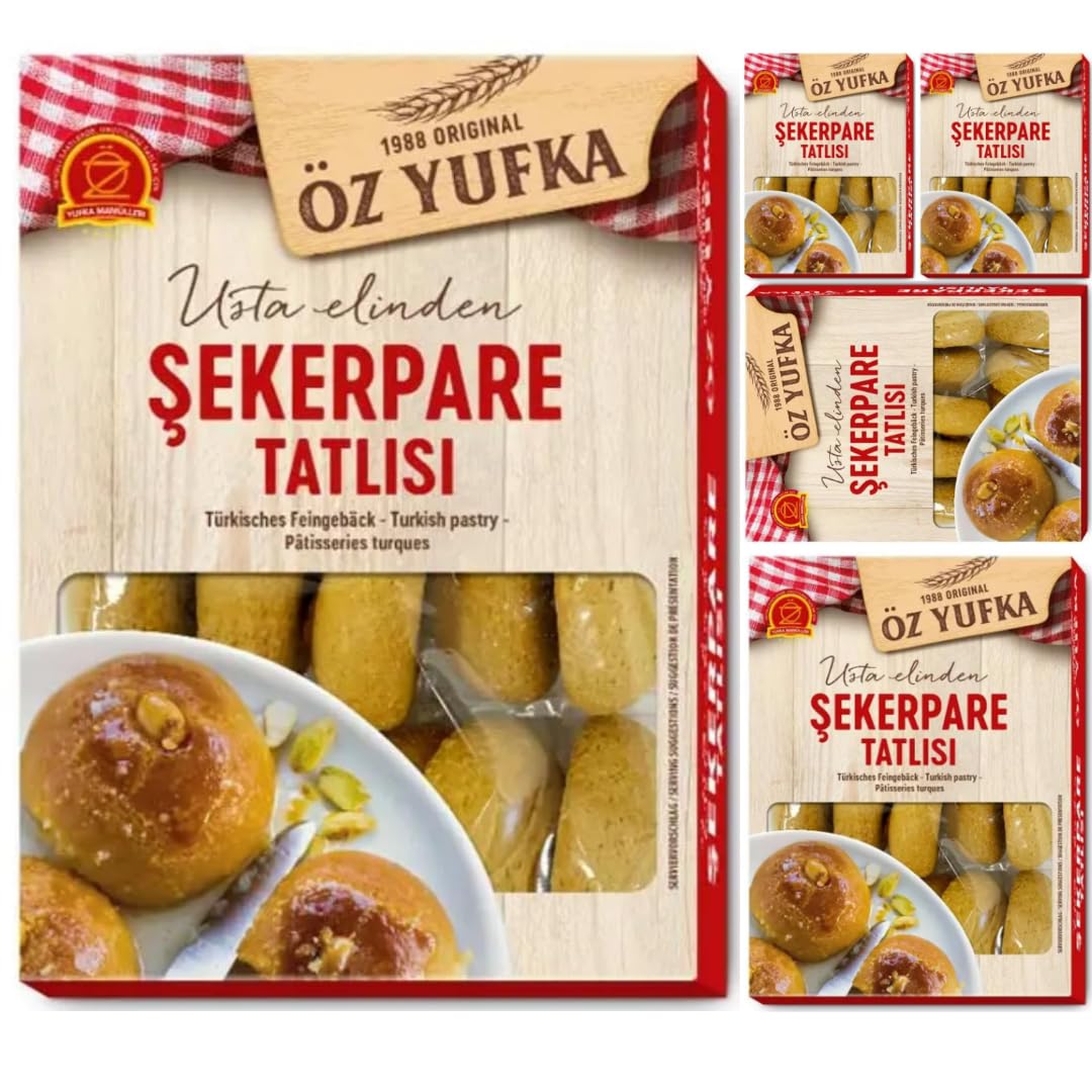 Oz Yufka, Sekerpare dolce al latte in stile turco Delizioso dessert pratico 250 grammi x 5 PEZZI + pufai