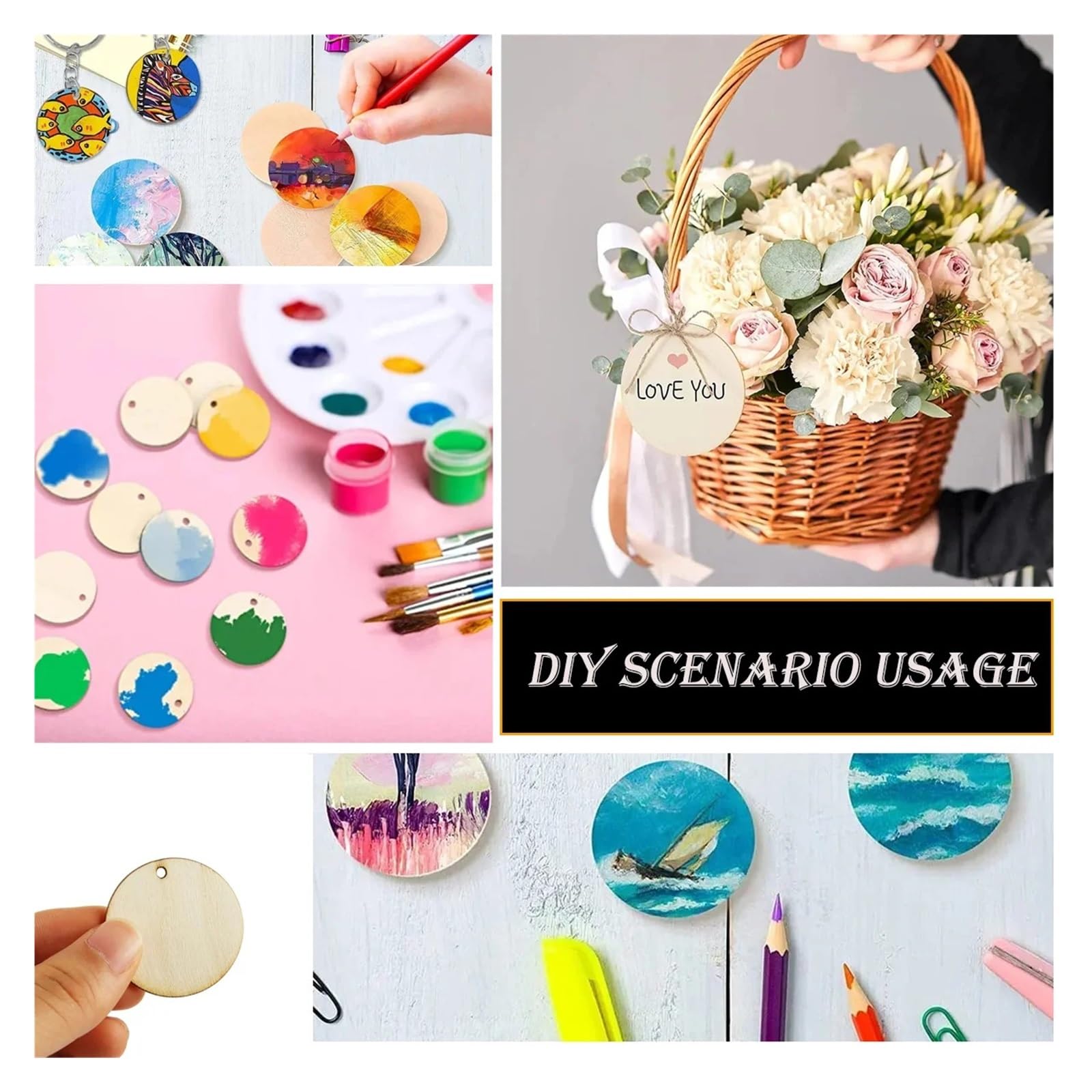Drewniane breloczki do kluczy puste 100 szt. DIY drewno rzemiosło materiały ślubne sztuka i rzemiosło spersonalizowane prezenty 20/30/40/50mm