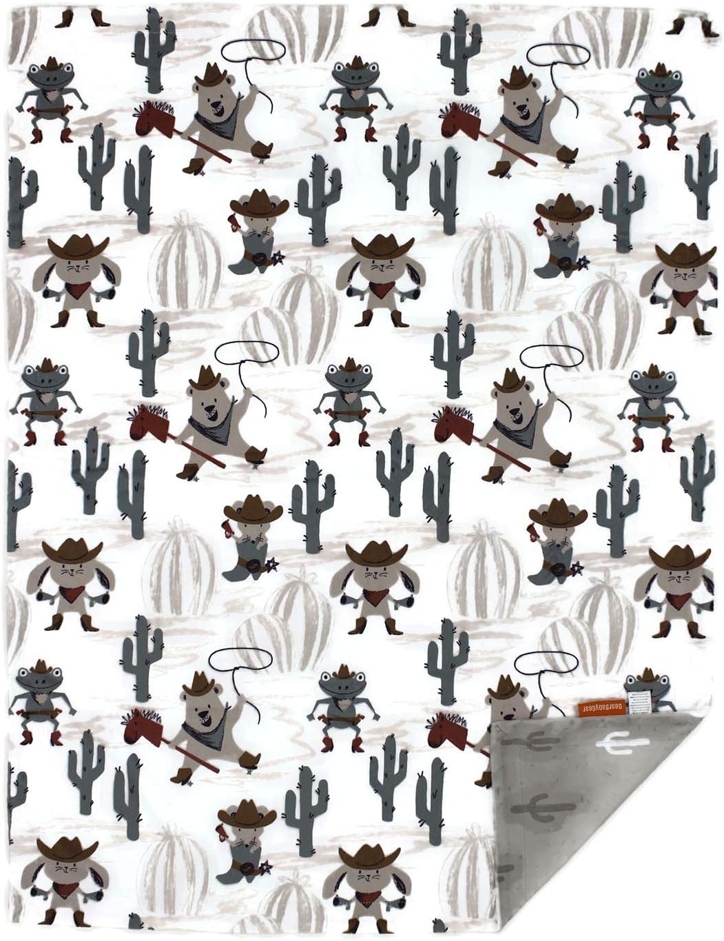 Dear Baby Gear - Reversible Baby Blankets - Soft Nursery Blanket for Newborn - Toddler Blankey - Throw Blanket for Boys & Girls - Infant Blankets - 40x30 (Wild West Cactus in Gray Cactus)