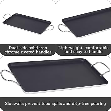 Imusa Double Burner Griddle Non-Stick 20-Inch، Black