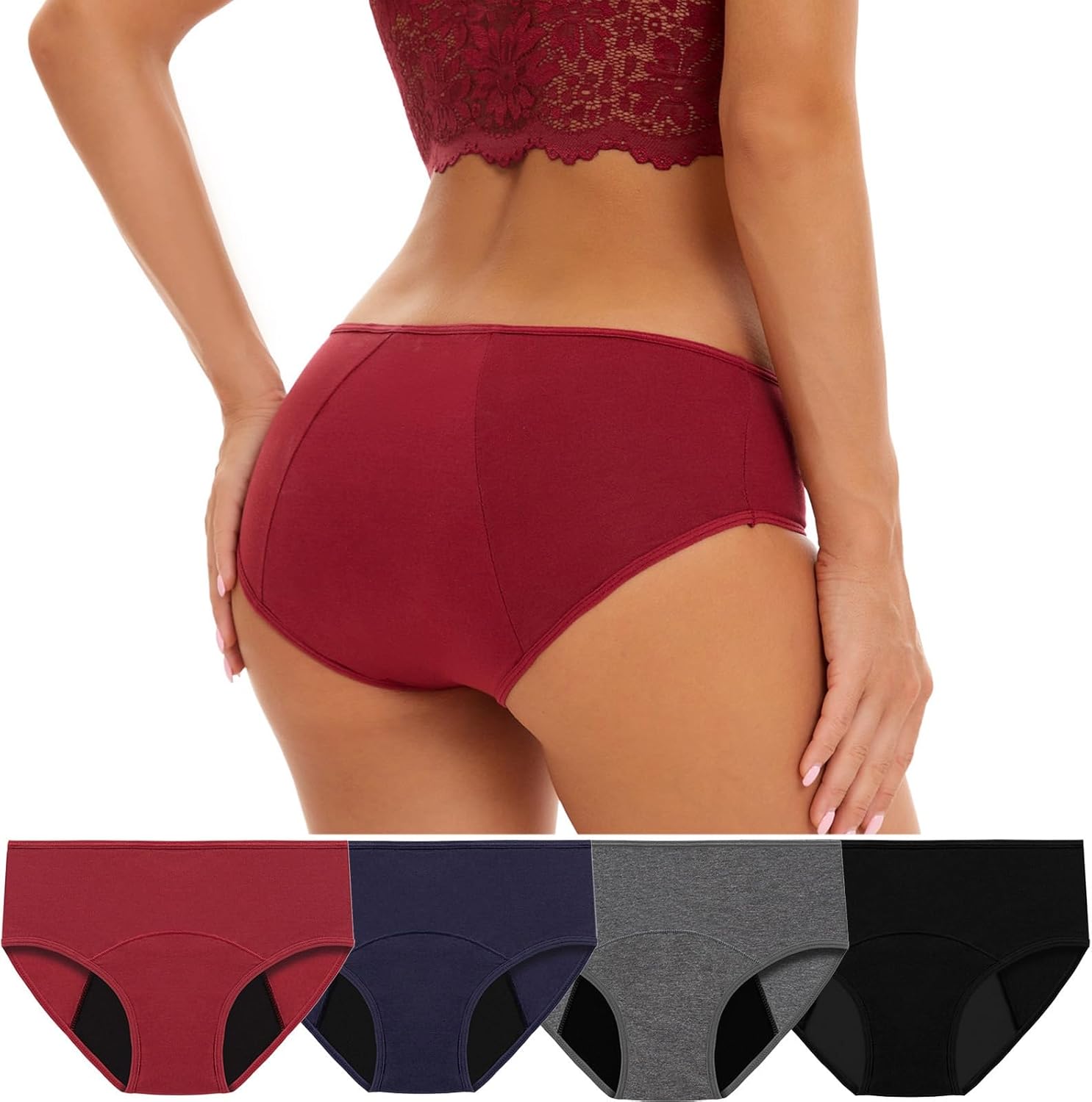 Women's 6-pack pure cotton briefs, full hip coverage, breathable and comfortable low-waist underwear