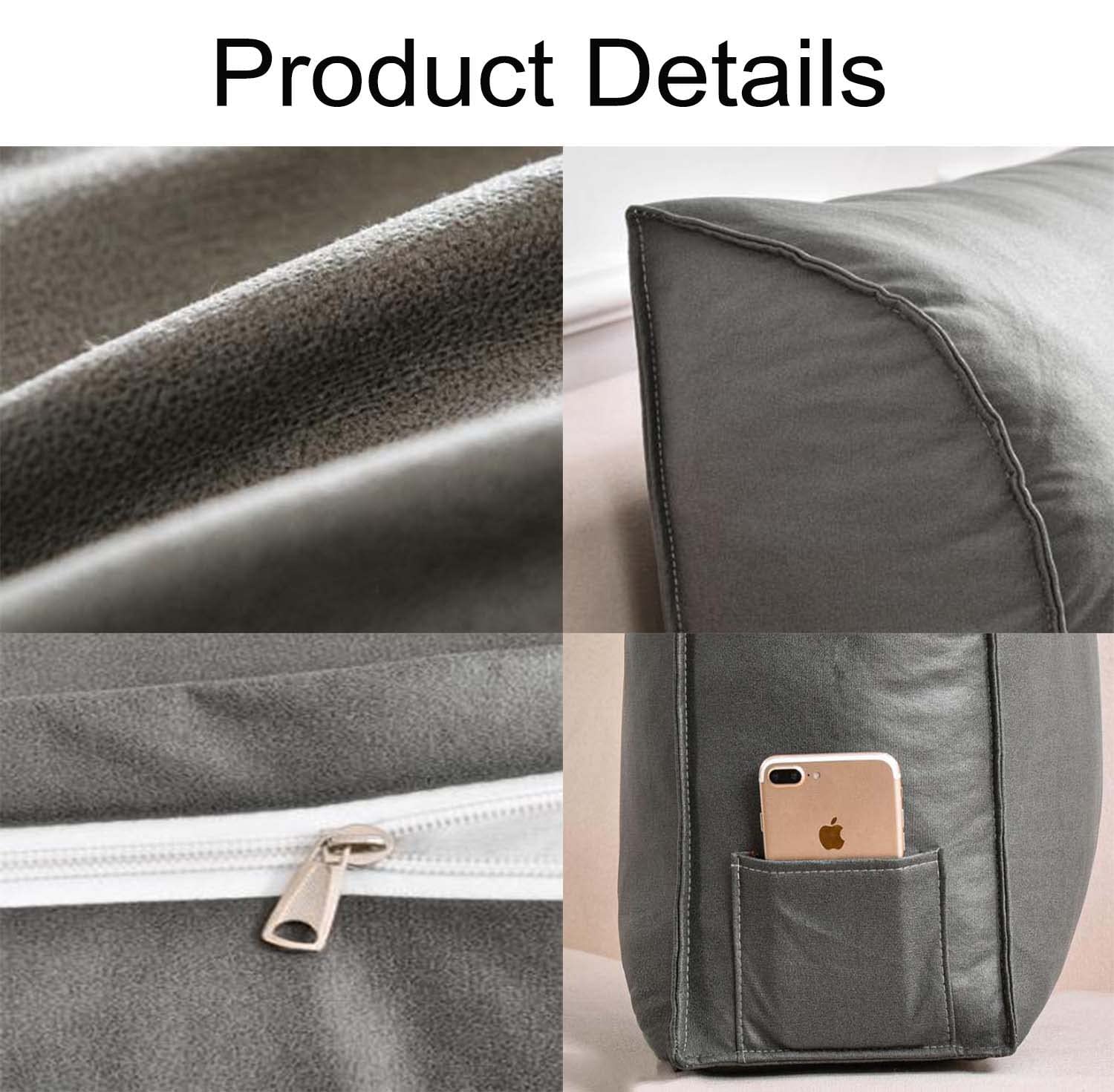 Almohada de apoyo de espalda de piel sintética impermeable, cojín de lectura suave, forma de cuña ergonómica para sofá de oficina, respaldo de posicionamiento lumbar, ideal para comodidad y apoyo
