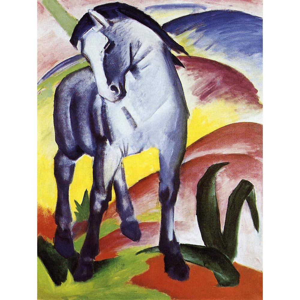 Wee Blue Coo Franz Marc Blue Horse I 1911 Old Master Painting Art Print Poster Wall Decor 12X16 Inch