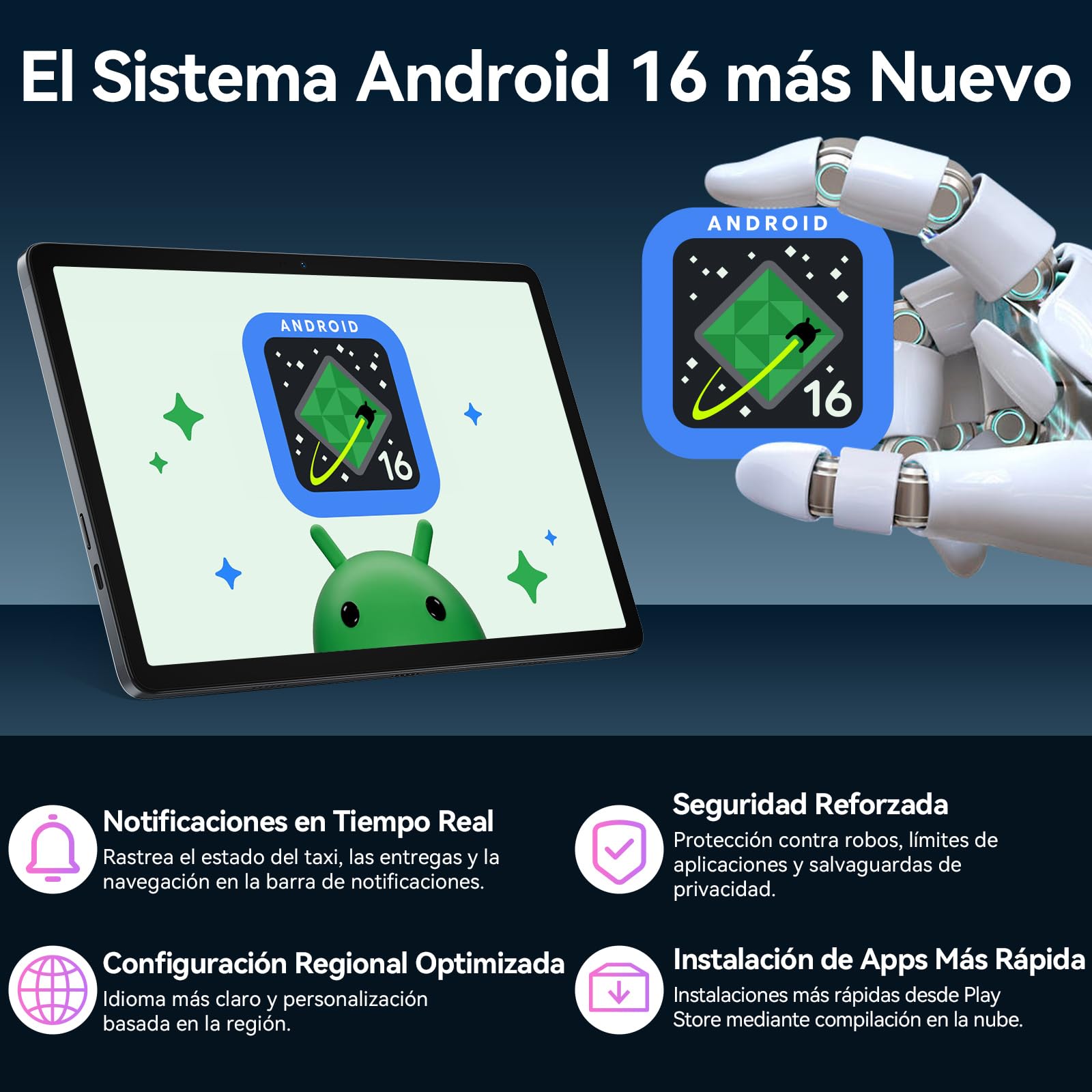 TABWEE Andriod 16 Tablet con Teclado, 24 GB RAM+ 256 GB ROM, Octa-Core | Tablet para Gaming, 10 Pulgadas, 8MP+5MP, Widevine L1, Gemini AI, Face ID, GPS (Garantía de 4 Años)