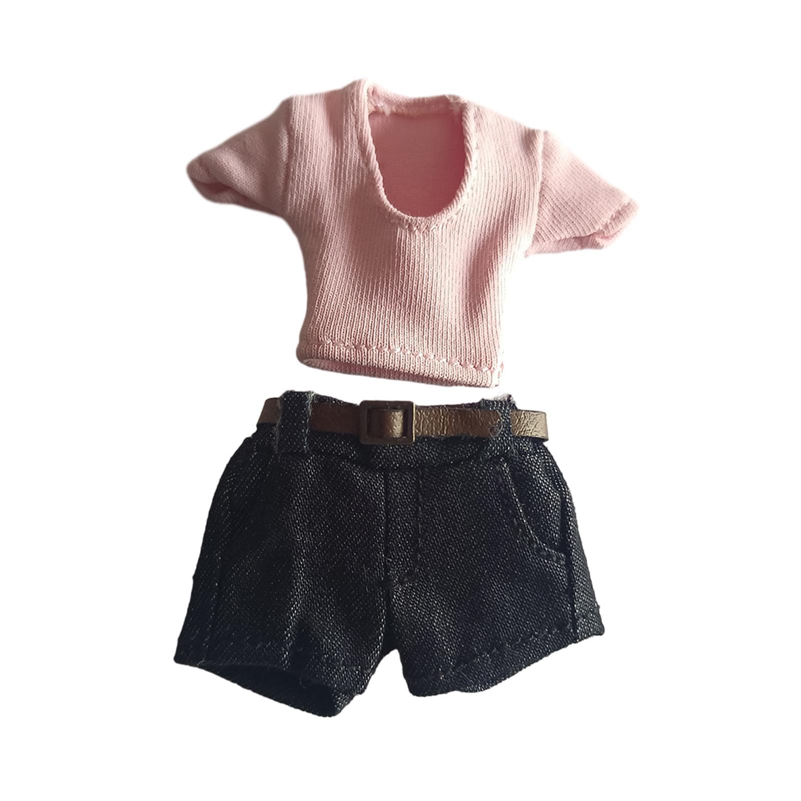 3 Stück Puppenkleidung für 1/12 Weibliche Actionfigur Enthält T Shirt Shorts Gürtel Modisches Outfit Aus Stoff für Kinder Erwachsene Bastelideen Samml, Stil b