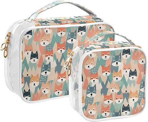 Kawaii Dogs Clear Toiletry Bag for Traveling,2 Pack Makeup Cosmetic Bag with Zipper,Travel Bag for Toiletries,Travel Essentials 21214860