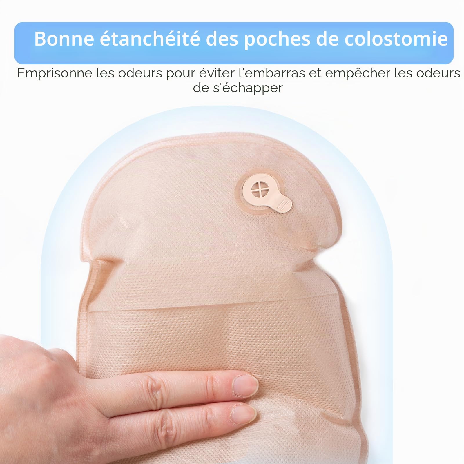 Lot de 20 sacs de colostomie, 15 à 60 mm découpés pour s'adapter aux poches drainables avec fermeture pour soins de stomie d'iléostomie, sac de stomie, fournitures de stomie, équipé d'un dispositif de