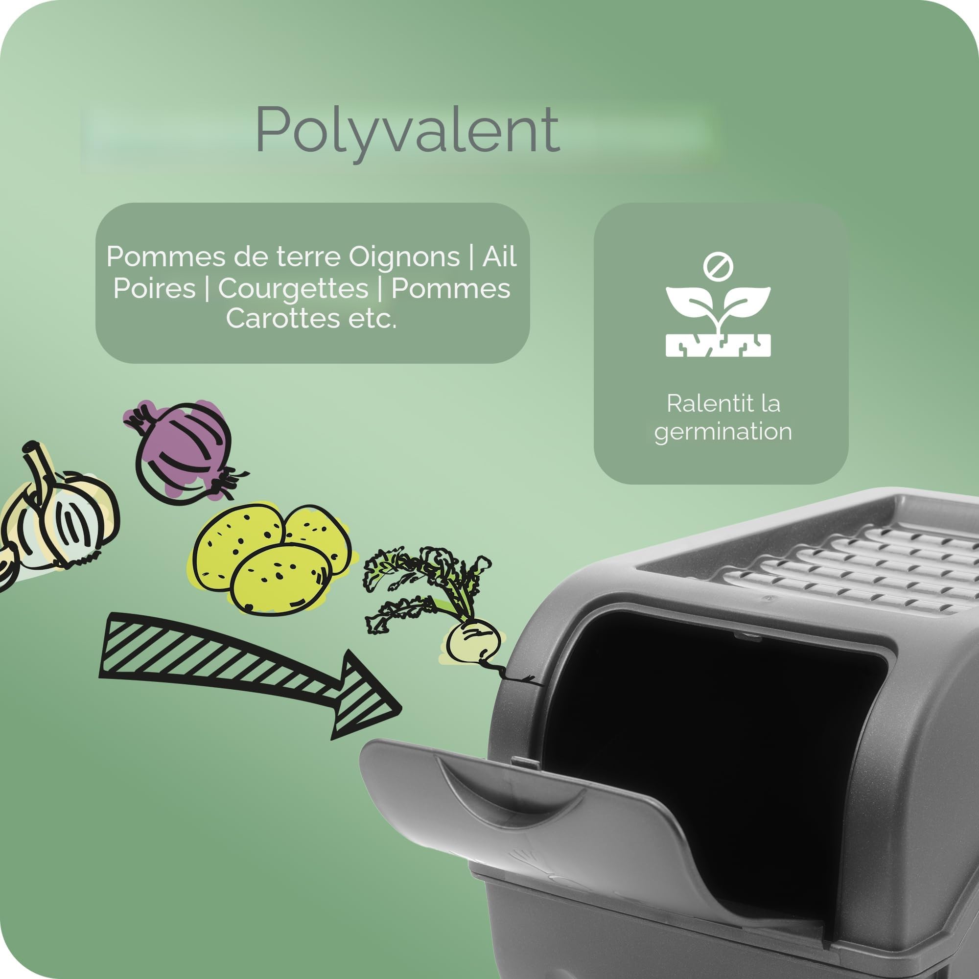 Novaliv Boîte de rangement pour pommes de terre | 2 x 5 l | Gris anthracite | Boîte à oignons et légumes empilables