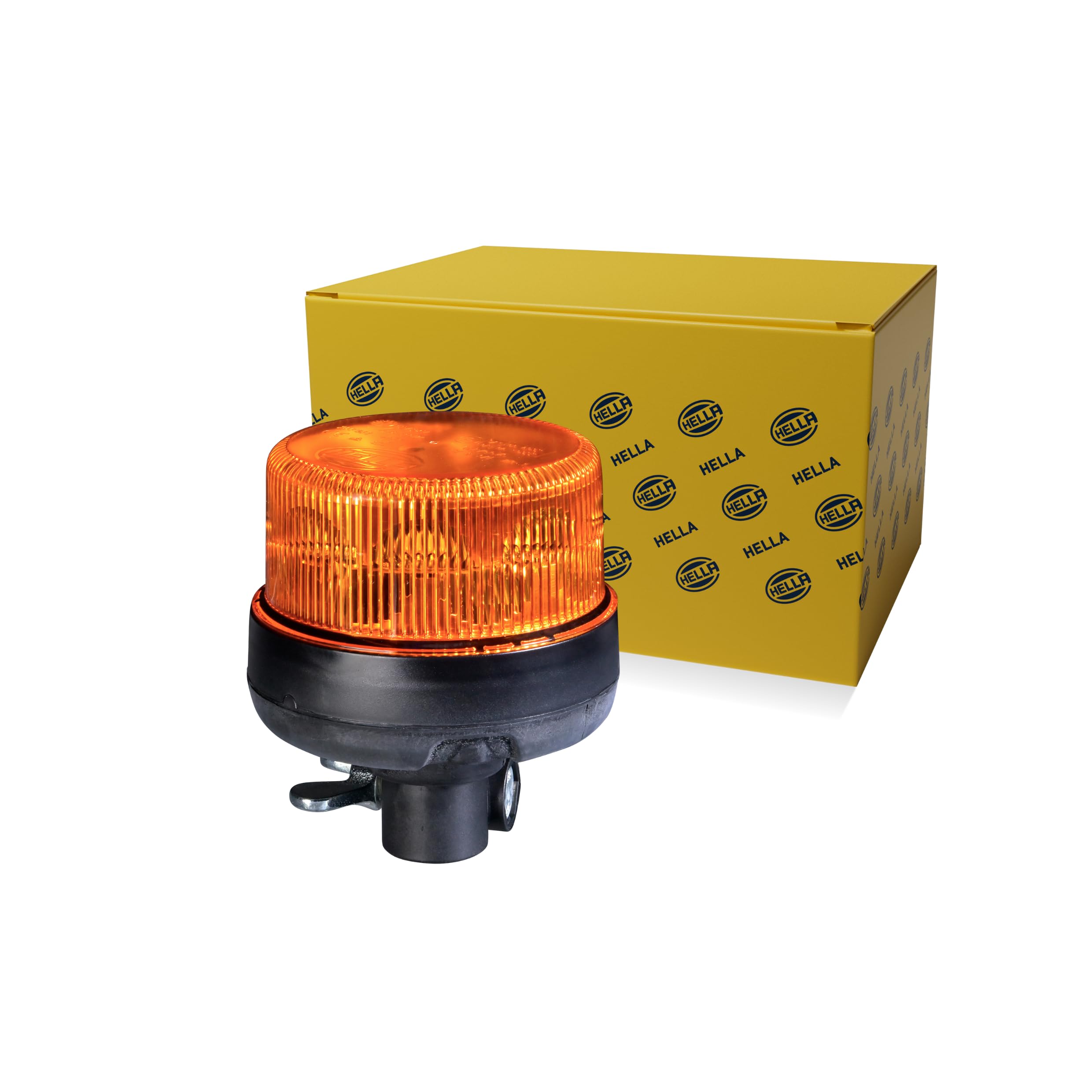 HELLA 2XD 066 147-011 LED-Strobe-type Beacon - K-LED Nano 50-12/24V - yellow (amber) - Pipe-neck - Plug: Blade Terminal Sleeve - Quantity: 1