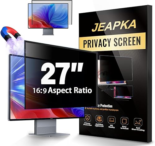 Miniatura 9 de Paquete de 2 pantallas magnéticas de privacidad para computadora de diseño oculto de 24 pulgadas, filtro de pantalla extraíble para monitor sin