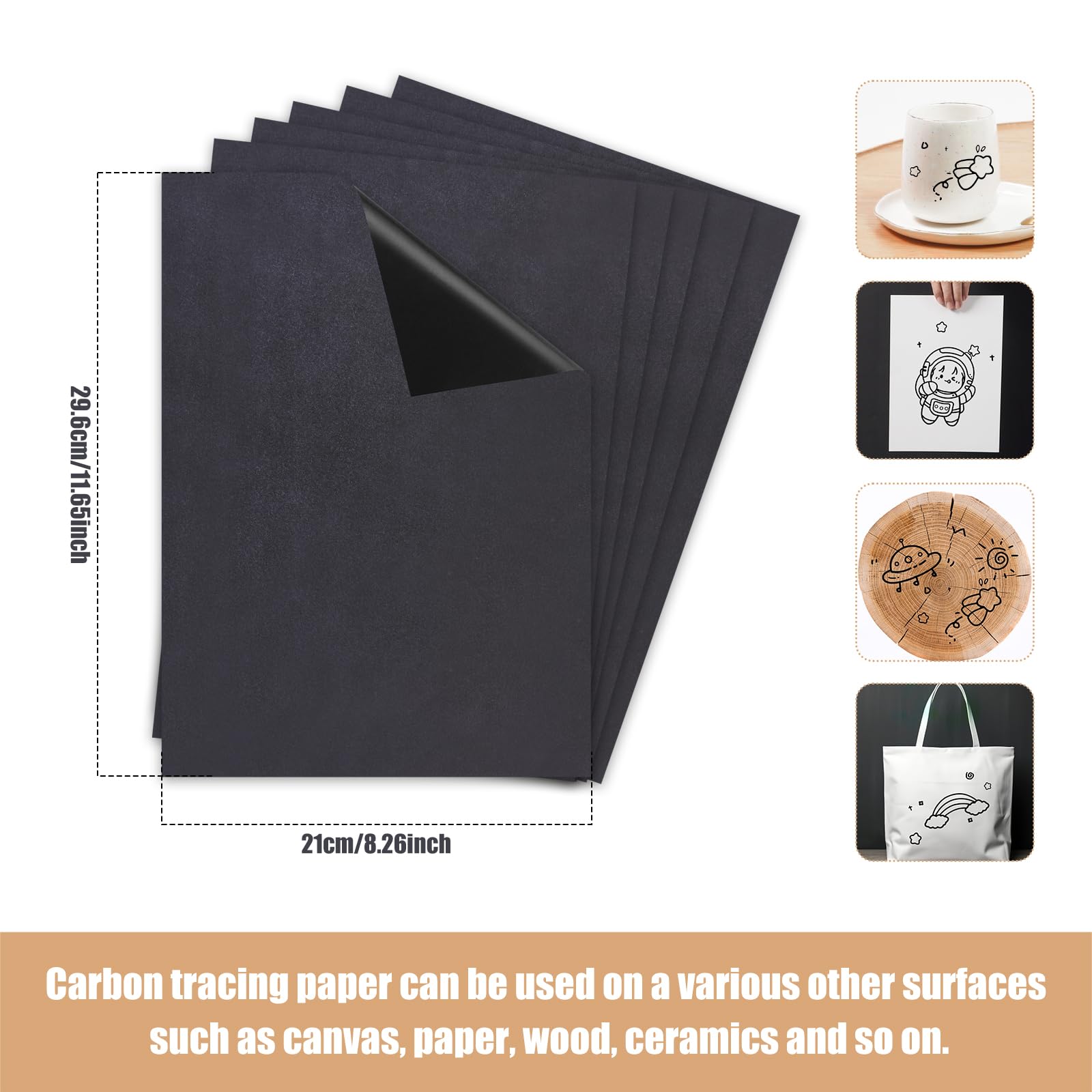 50 Fogli Carta Carbone Nera A4 | Carta Copiativa Per Trasferire Disegni Su Legno, Tela E Ceramica