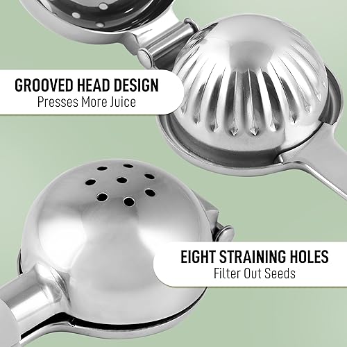 Miniatura 6 de Zulay - Exprimidor de limón extra grande de acero inoxidable, fácil de apretar y resistente, exprimidor de limón, exprimidor ergonómico de cítricos
