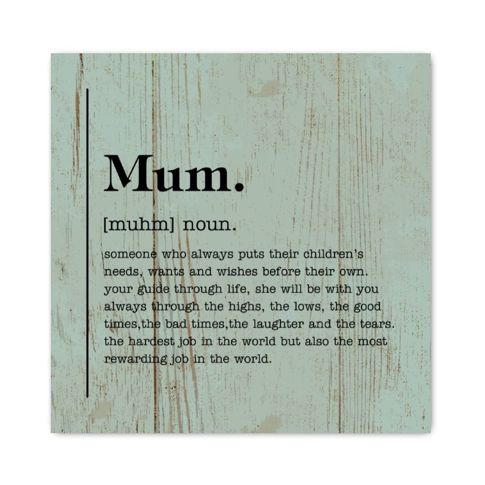 Plaque en bois Mum dictionnaire décoration murale salon et chambre 40x40 cm