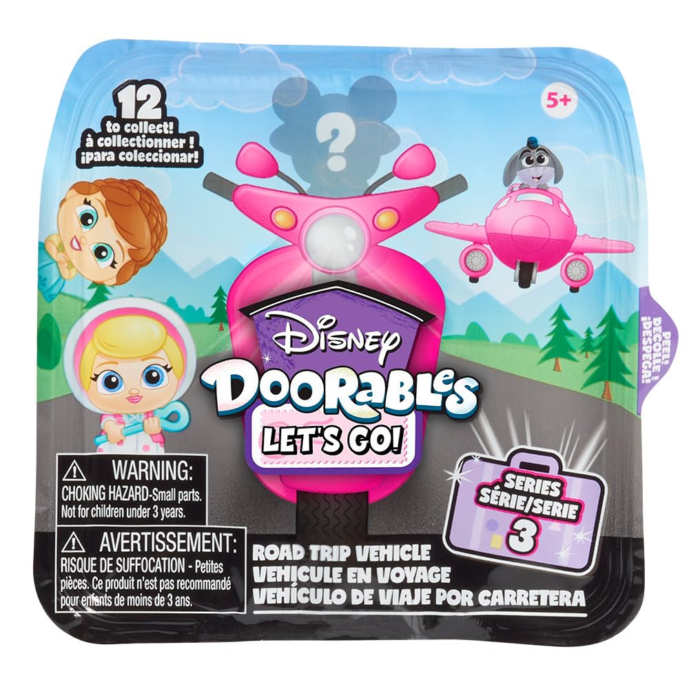 Disney Doorables Let's Go Series 3 Collectable Figures and Vehicles, 1.5 Inch Surprise Figure, Kids Toy from 5 Years