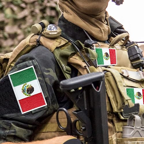Miniatura 5 de stidsds Paquete de 2 parches de bandera de México, parches bordados, banderas mexicanas, parche táctico militar para ropa, sombrero, mochilas,