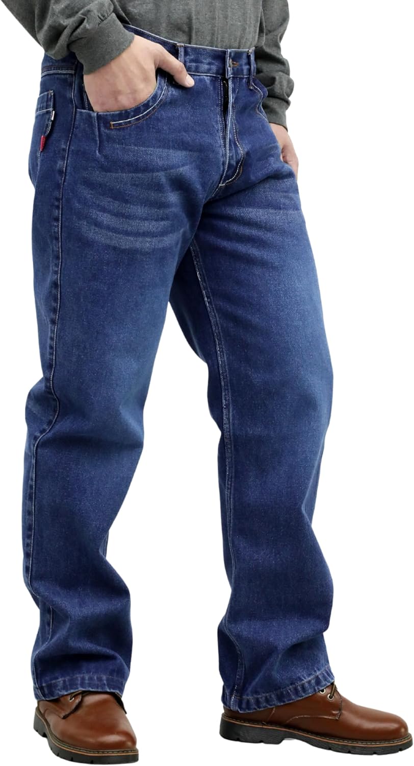 BOCOMAL FR Pants for Men Relax Fit Flame Resistant Jeans 14oz Heavy Duty Washed Work Jeans - Image 3