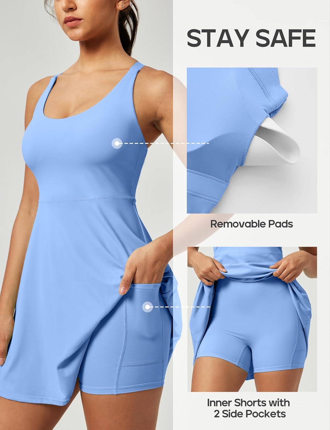 Heathyoga Tennis Dresses for Women Athletic Dress with Shorts Underneath Workout Dress with Pockets Summer Golf Outfits - Image 5