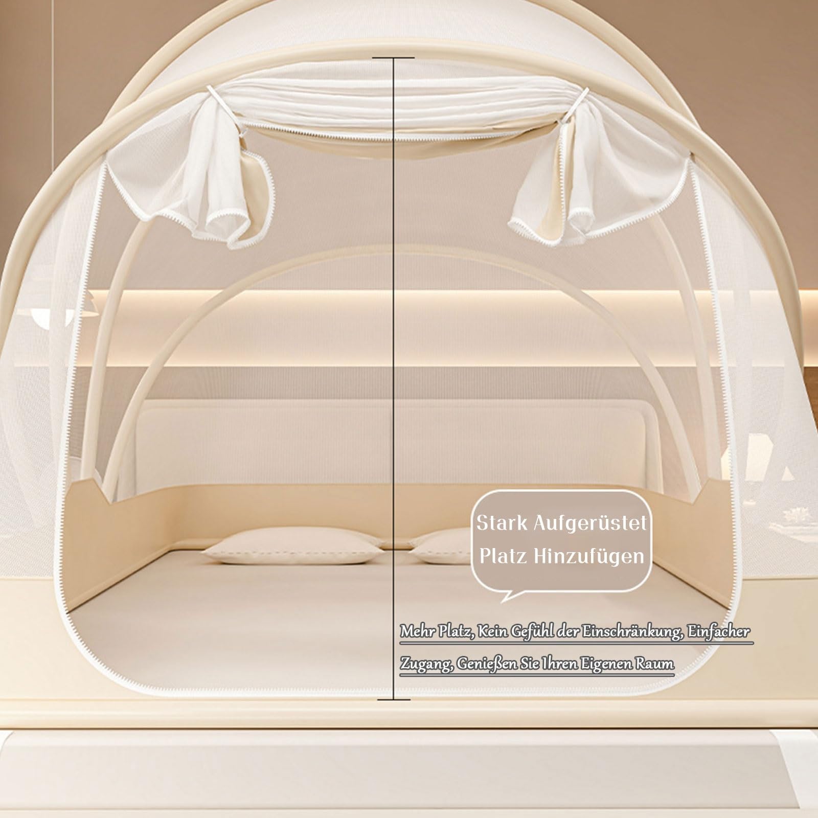 Moustiquaire De Lit Pop-Up Pliable - Tente Moustiquaire Portable Maille Fine Haute Densité avec Zip - sans Montage Anti-Moustique Insecte pour Maison Chambre Camping Voyage Lit Double 2 Personnes