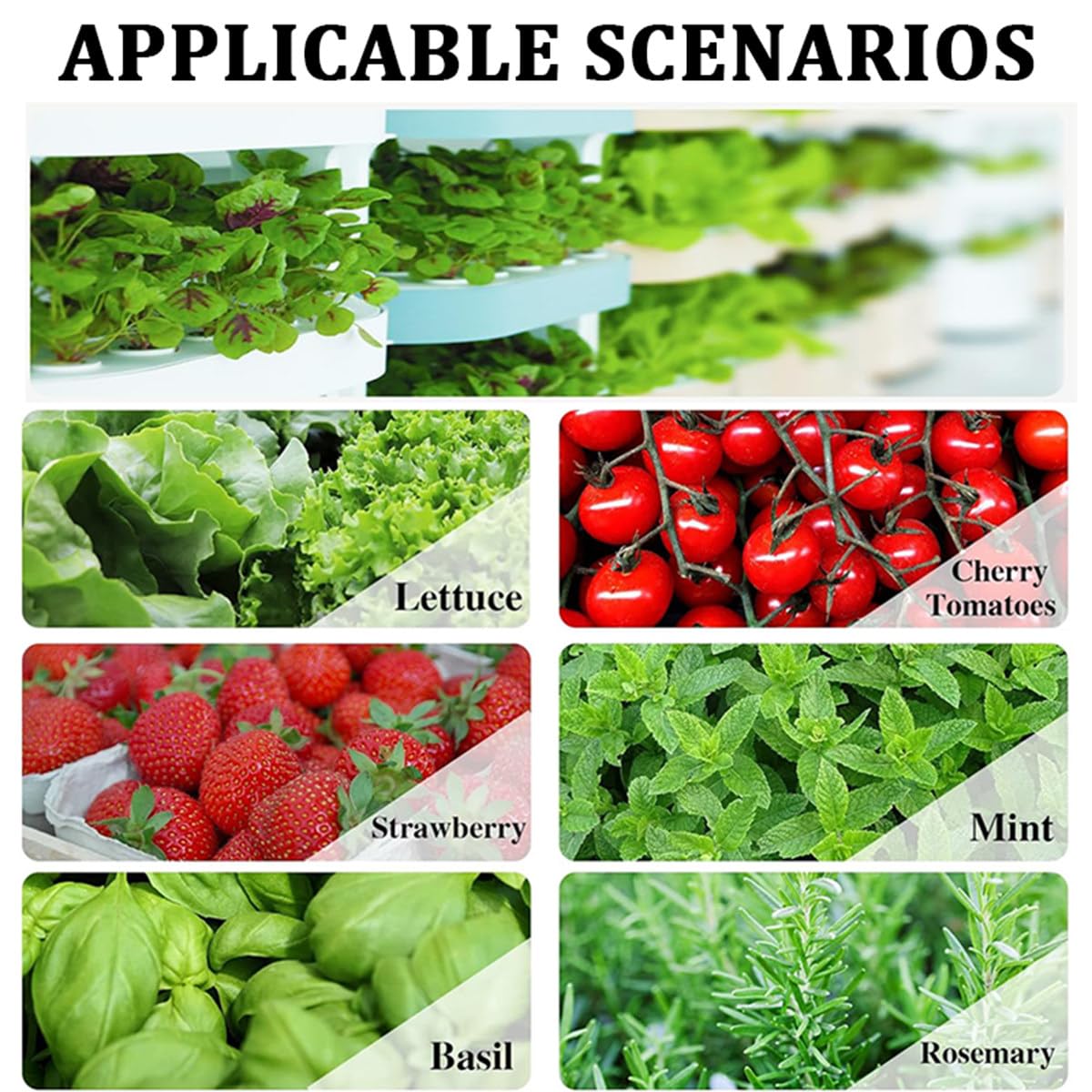 Kit de Cultivo hidropónico de 16/24 Orificios, Sistema de Cultivo hidropónico de jardín con Torre hidropónica con Bomba hidratante, Adaptador para Hierbas de Interior, Frutas y Verduras,24ho