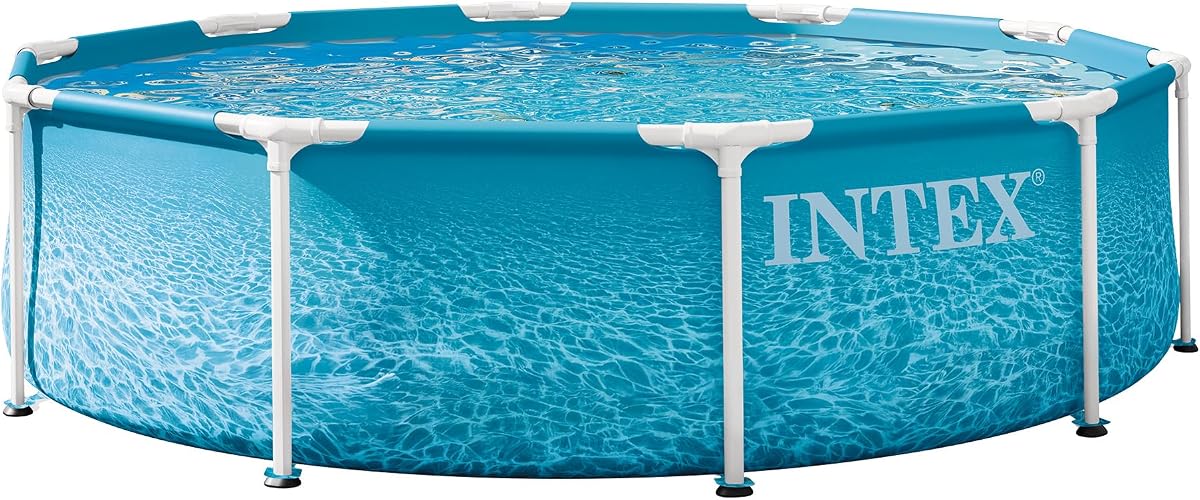 INTEX Beachside Metal Frame 10ft x 30in Round Above Ground Swimming Pool | 28206EP - Pool Only (Pump Not Included)