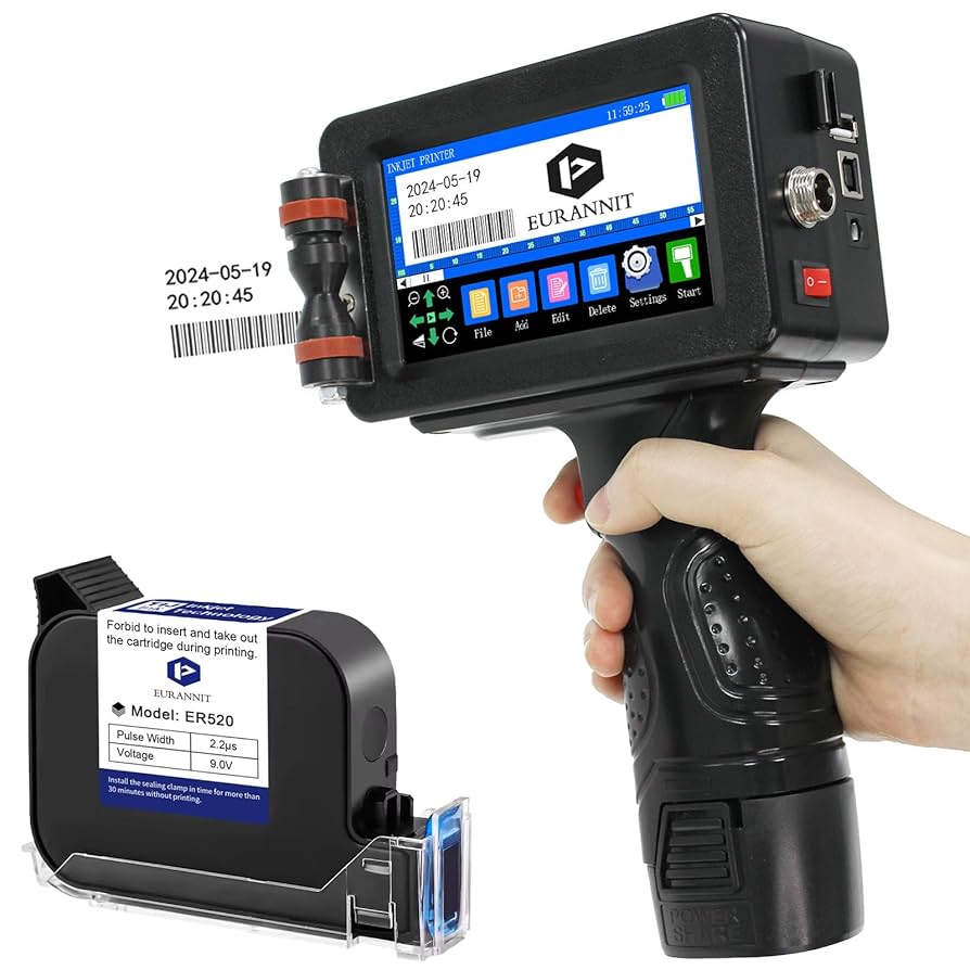 Eurannit 0.5" Original 42ml Quick-Drying ER520 Ink Cartridge For 0.5inch/12.7mm Handheld Inkjet Printer E15/E98/E11/E12/E16/E18/E40, Black