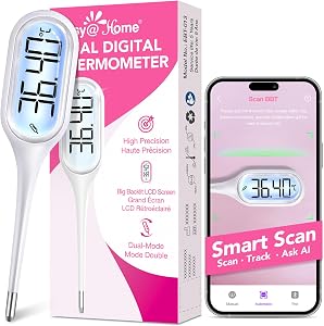 Thermomètre oral basal numérique : Easy@Home grand affichage rétroéclairé - 2 modes - Précision BBT et lecture rapide en 12s | Suivi de la température de fertilité et détection de fièvre