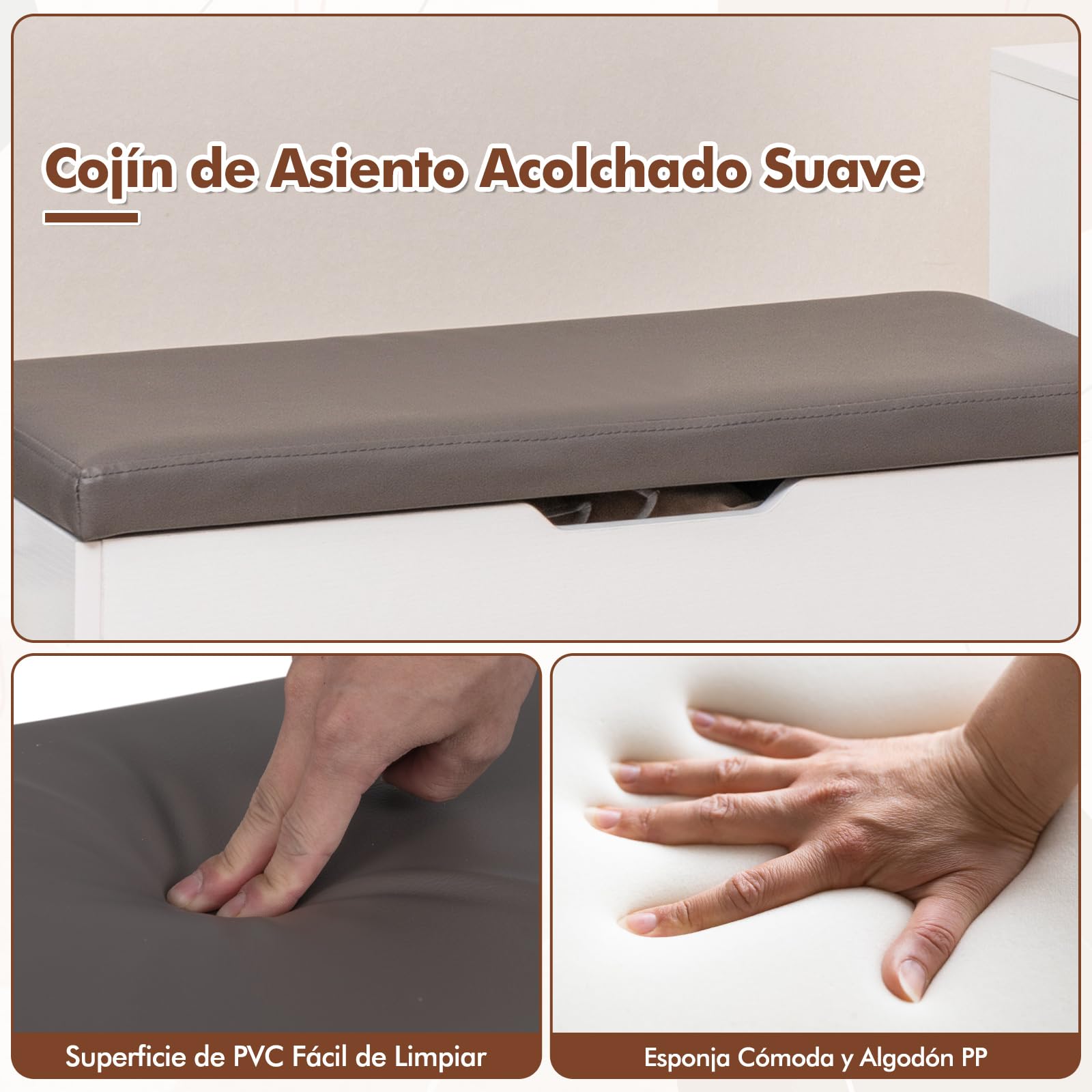 COSTWAY Banco Zapatero, Caja Abatible y 2 Puertas, Zapatero con Asiento, Calzador Retráctil, Gancho Lateral, Banco con Almacenaje Recibidor Entrada Pasillo, Blanco, 100 x 30 x 68 cm
